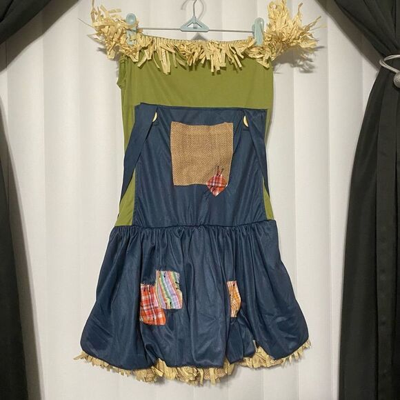 Amscan Sultry Scarecrow blue/green with overalls Halloween costumes, includes br - Picture 1 of 10